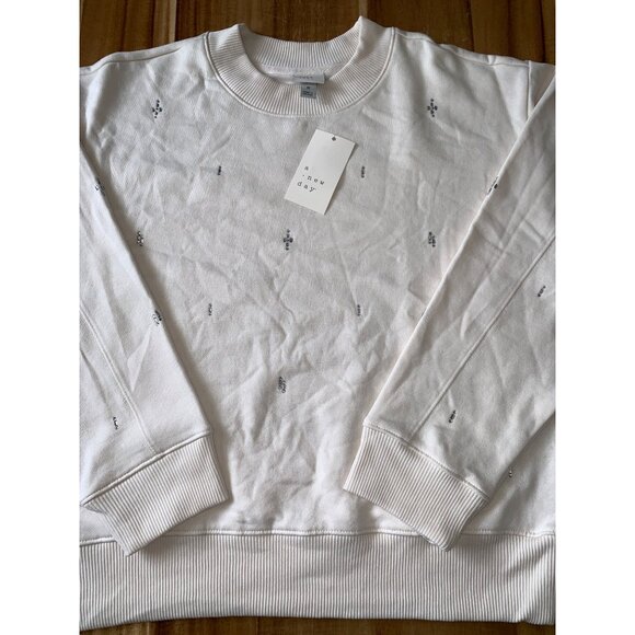 A New Day Womens Ivory Cream Sweater Long Sleeve Pullover Crewneck Medium - Picture 6 of 12